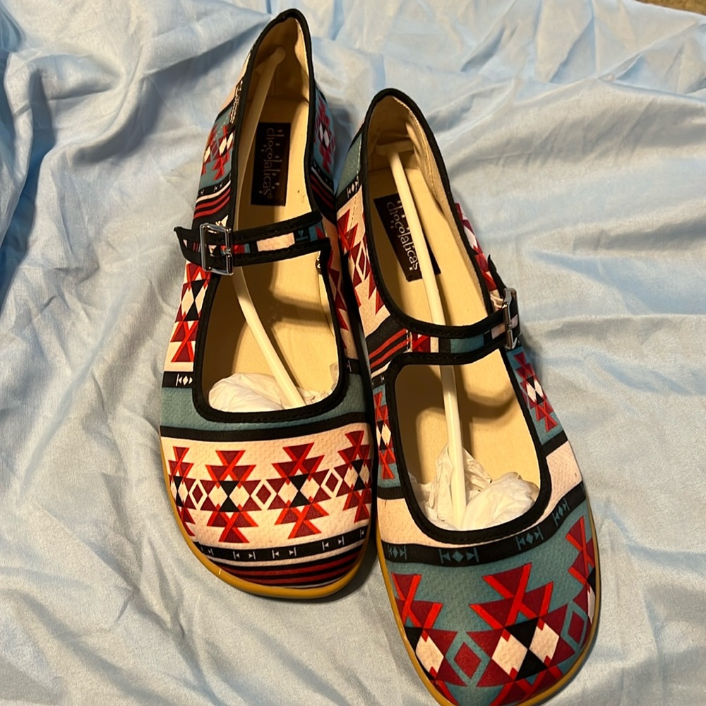 Hot Chocolate Design Shoes Size 41 11 Western Tribal Mary Jane Flats